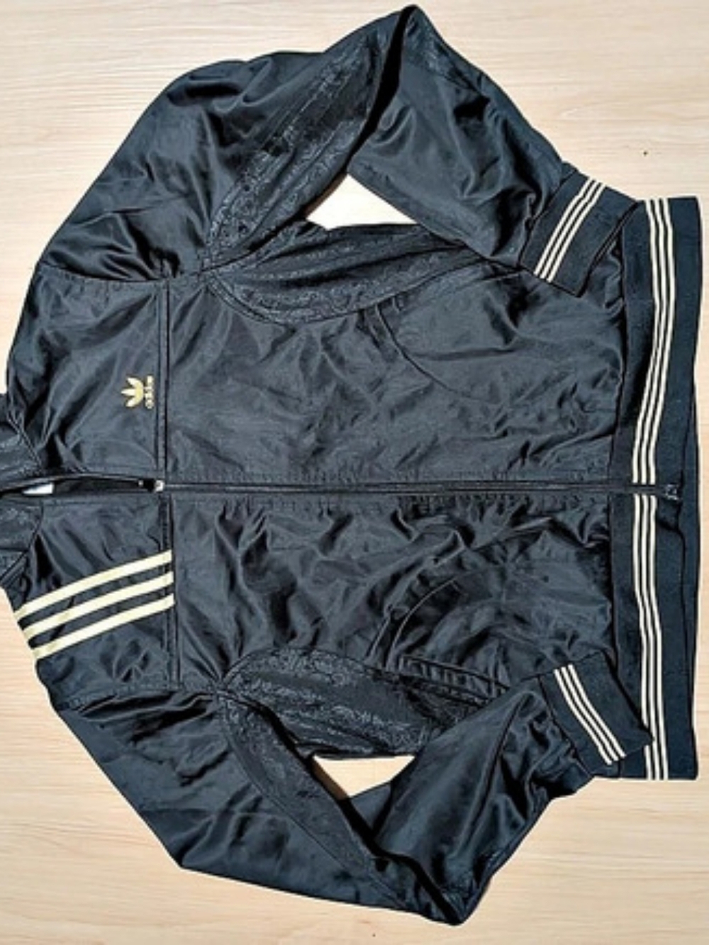 adidas Black and Gold Trefoil Monogram Track Jacket Black Kids XXL